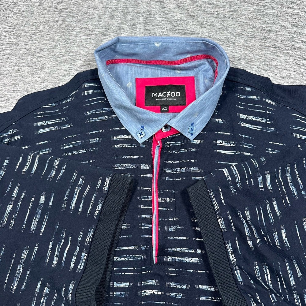 Maceoo Polo Shirt Mens 5 (XL) Dark Navy Viewpoint Contrast Collar Preppy City